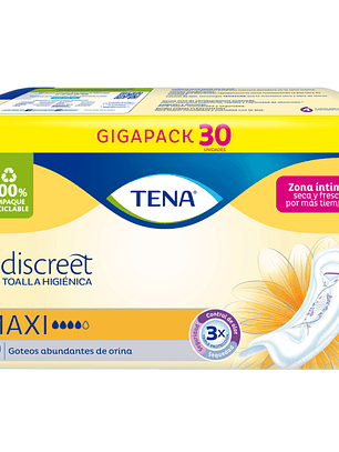 Tena Toalla Incontinencia Maxi 30 unidades | Máxima absorción 