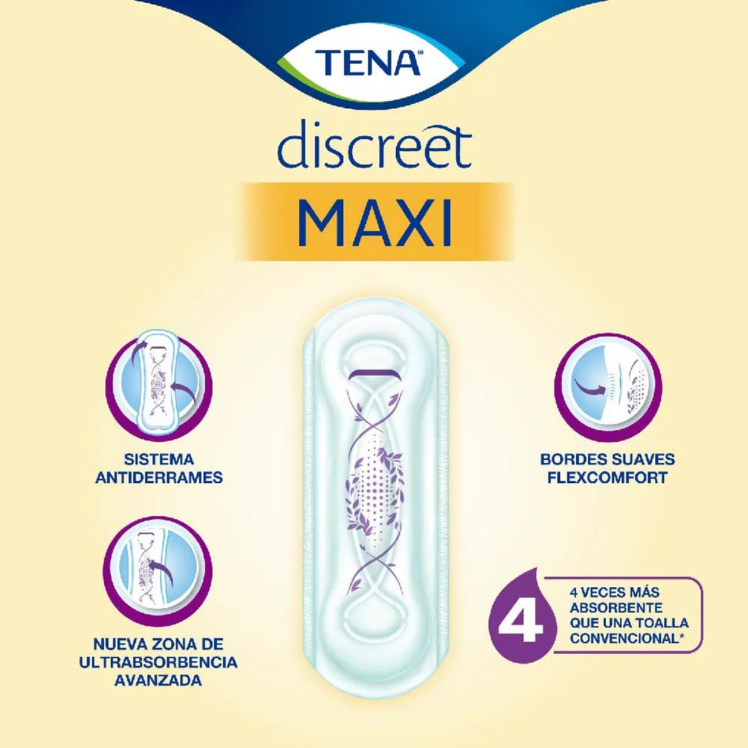 Tena Toalla Incontinencia Maxi 30 unidades | Máxima absorción  2