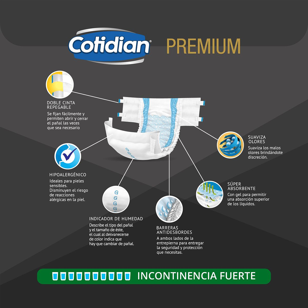 Pañales Adulto Cotidian Premium | Incontinencia Fuerte 5