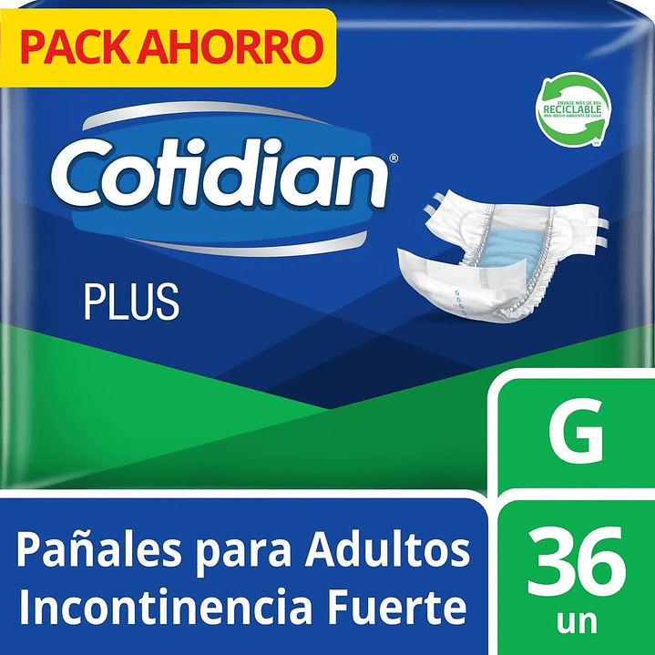 Pañales Adulto Cotidian Plus 36 un. | Incontinencia Fuerte 2