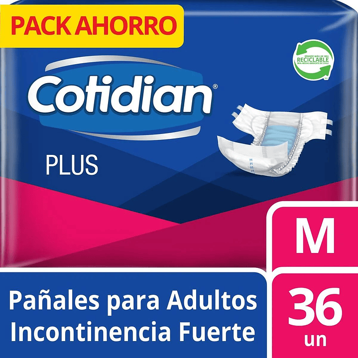 Pañales Adulto Cotidian Plus 36 un. | Incontinencia Fuerte 1