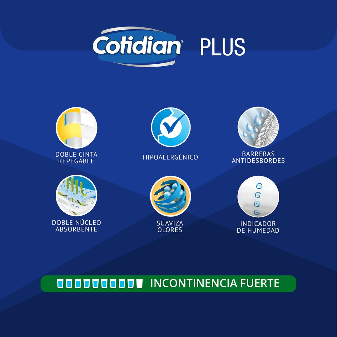 Pañales Adulto Cotidian Plus 20 un. | Incontinencia Fuerte 5