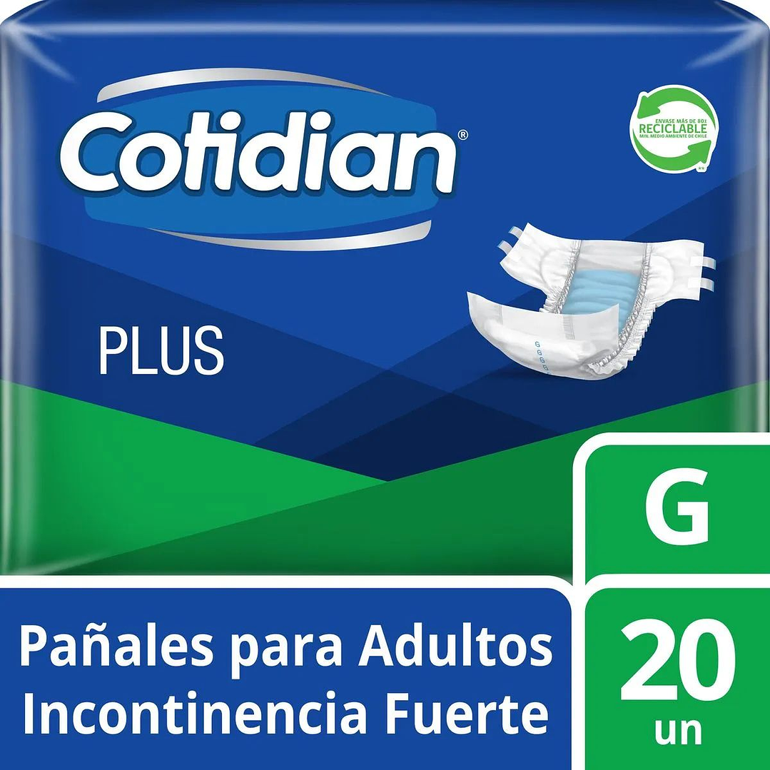 Pañales Adulto Cotidian Plus 20 un. | Incontinencia Fuerte 2