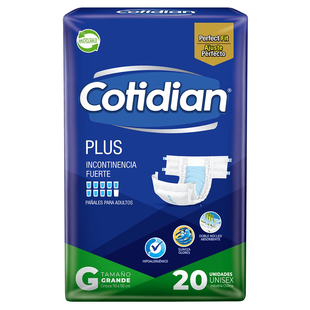 Pañales Adulto Cotidian Plus 20 un. | Incontinencia Fuerte 4