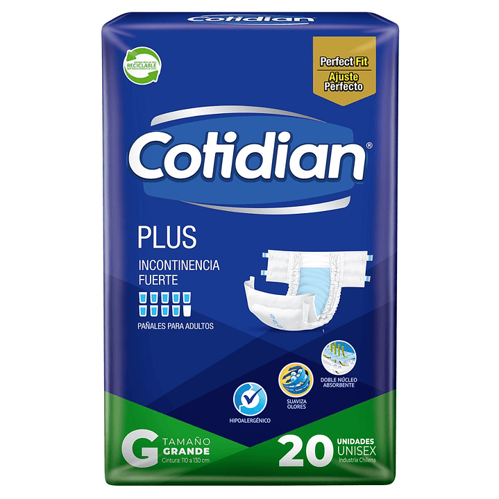 Pañales de Adulto Cotidian Plus 20 un. | Incontinencia Fuerte 4
