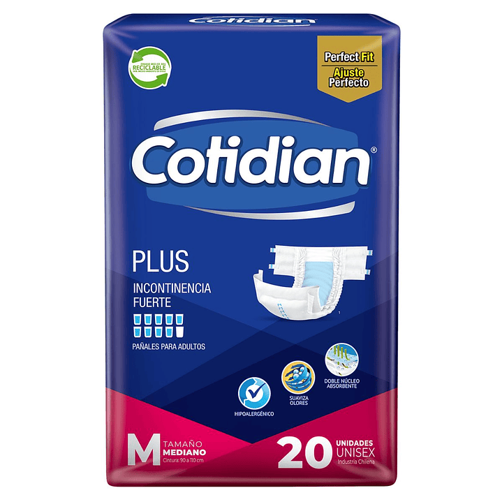 Pañales de Adulto Cotidian Plus 20 un. | Incontinencia Fuerte 3