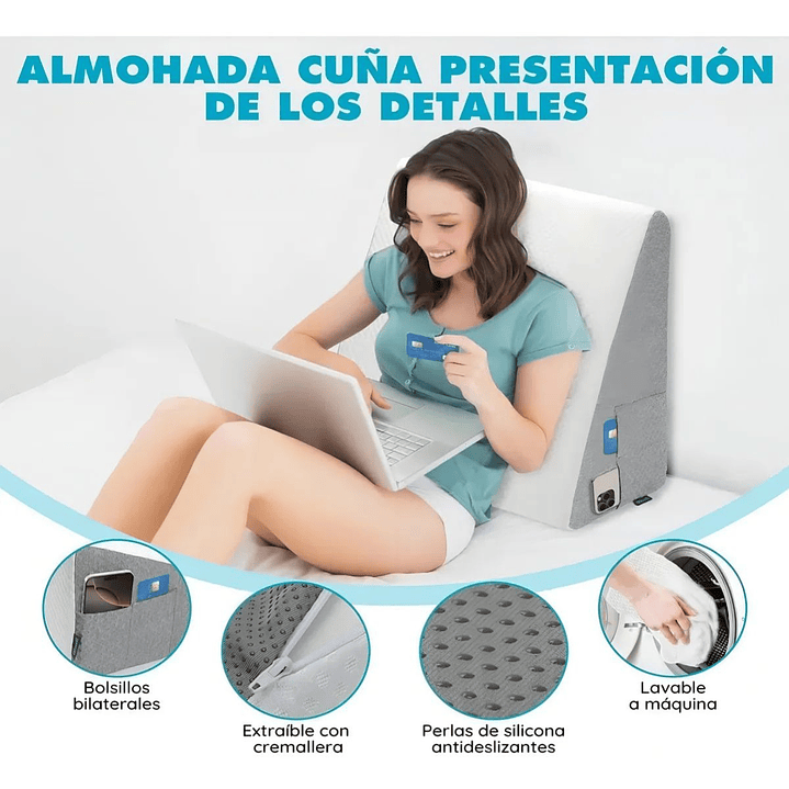 Almohada Respaldo Espuma Lumbar | Cojín Cuña Multiuso 2