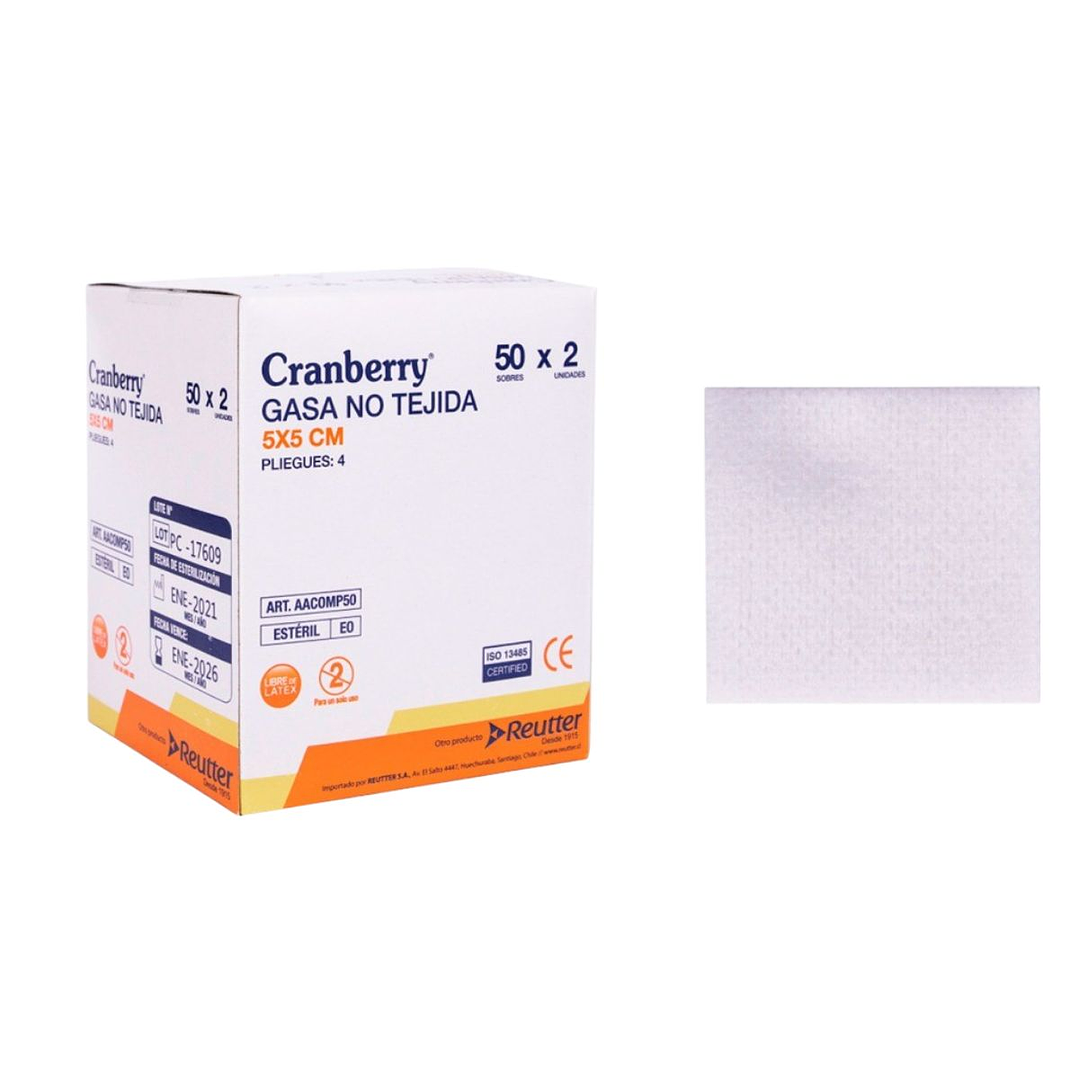 Gasa Estéril No Tejida Cranberry Caja 50 Sobres 4
