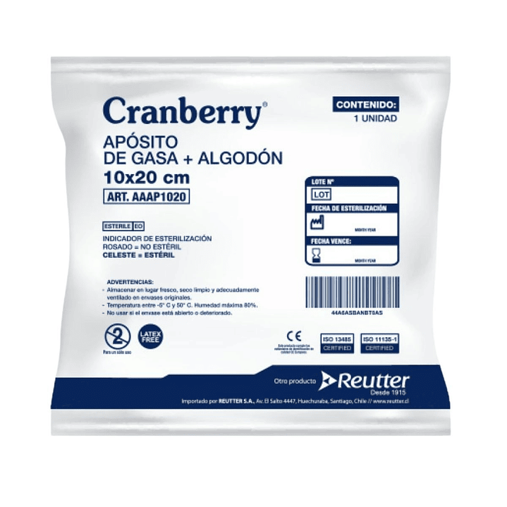 Apósito de gasa tejida + algodón estéril 1
