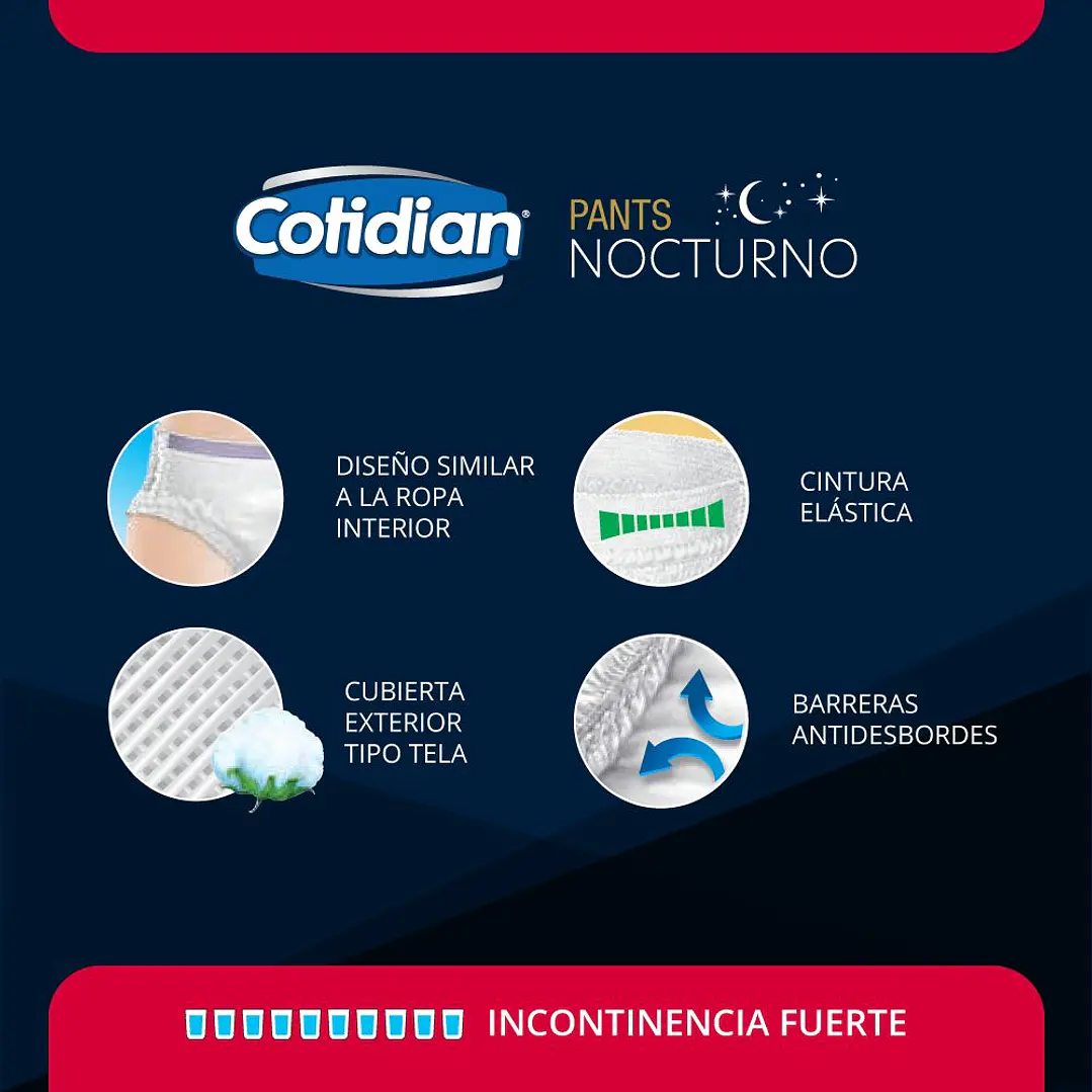 Pants Cotidian Nocturno 8 un. · Incontinencia Fuerte 6