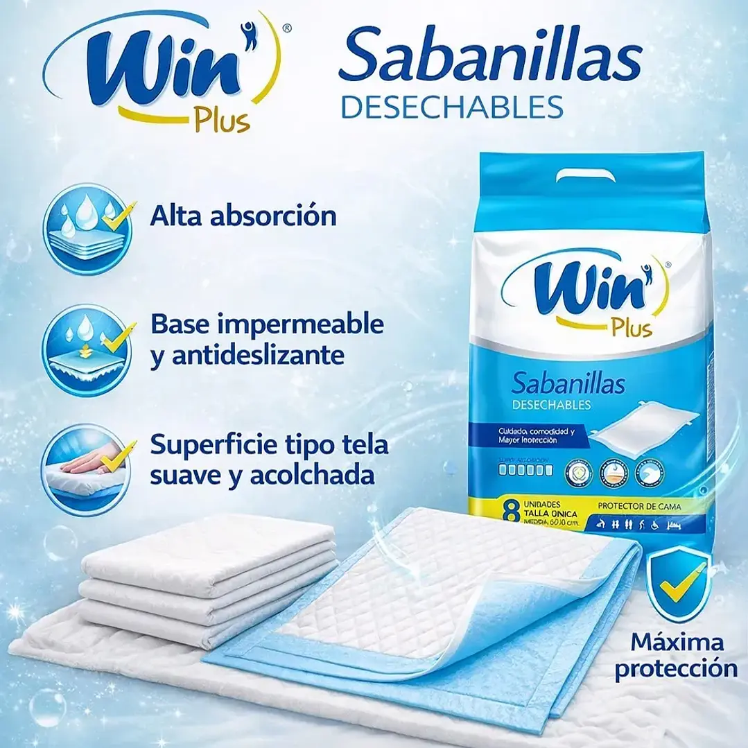 Sabanilla Win Plus 60×90 [cm] 8 unidades | Protector absorbente cama 2