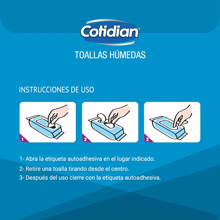Toallas Húmedas Adulto Cotidian 60 un. 3