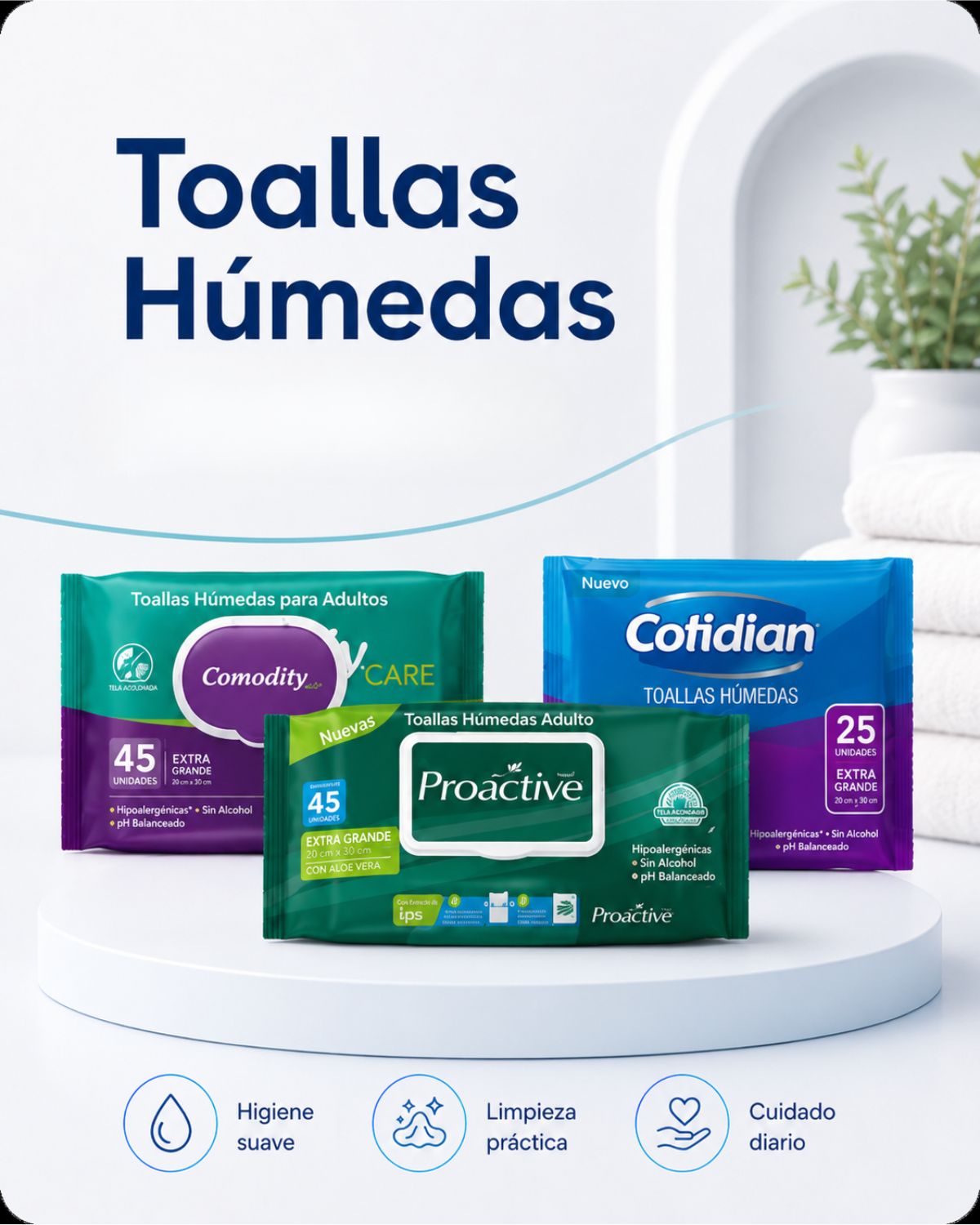 Toallas húmedas e higiene diaria para adultos mayores Vital Senior