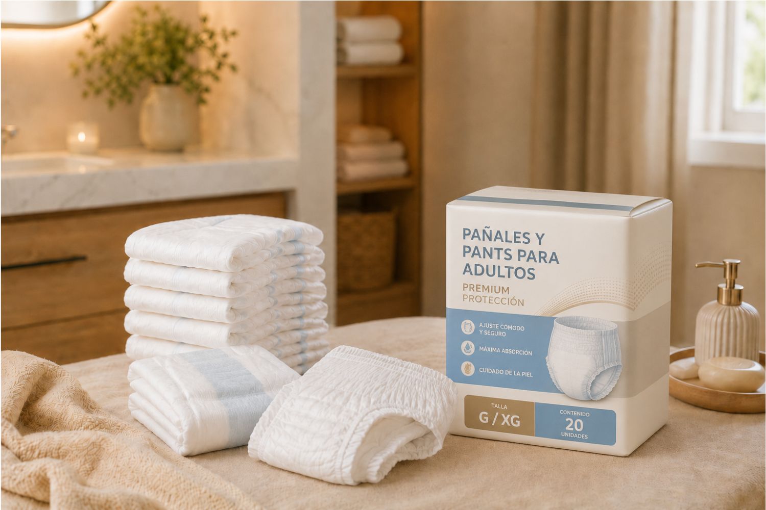 Pañales y pants absorbentes para adultos