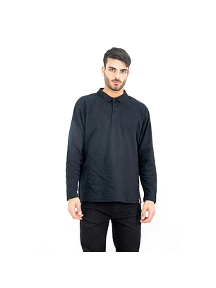 POLERA PIQUE QUEBEC MANGA LARGA NEGRO M