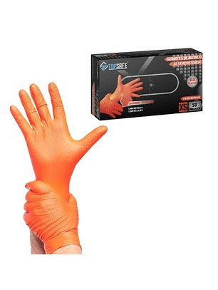 GUANTE DE NITRILO TEXTURIZADO NARANJA 8 0 GR 50 UDS TALLA XL