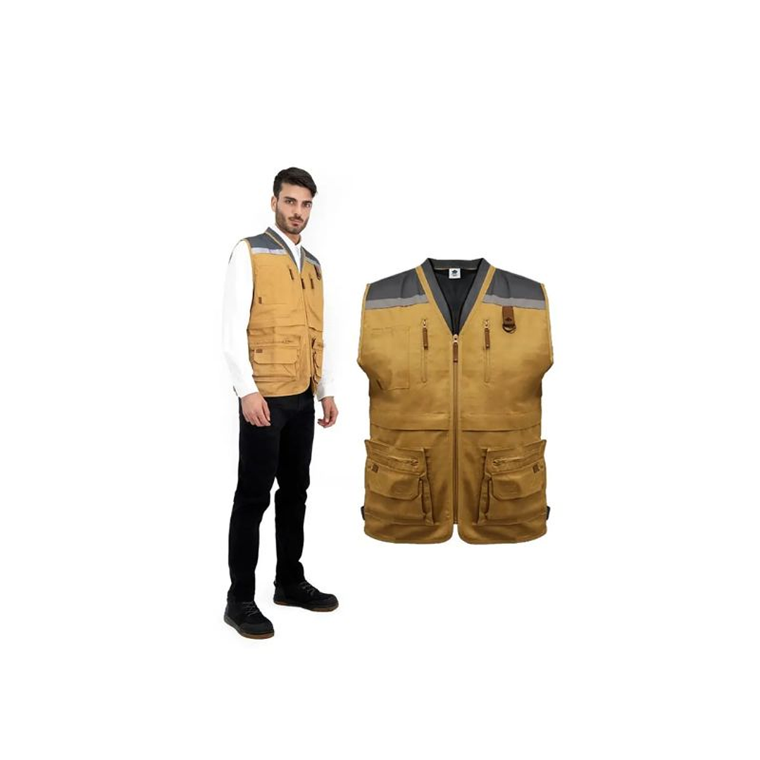 CHALECO GEOLOGO GABARDINA QUEBEC CAMEL XL 1