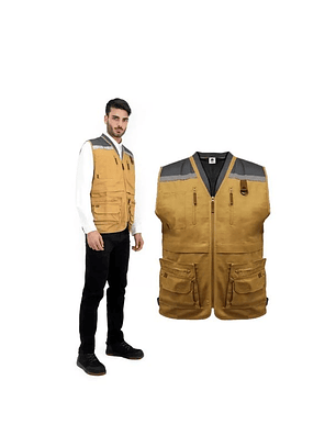 CHALECO GEOLOGO GABARDINA QUEBEC CAMEL XL