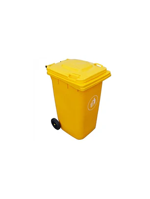 BASURERO AMARILLO TAPA Y RUEDAS 240 LITROS 56CM X 70CM X 101CM