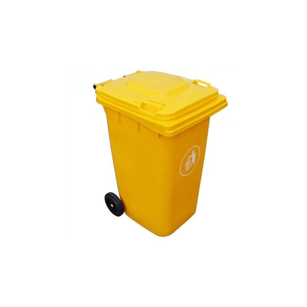 BASURERO AMARILLO TAPA Y RUEDAS 240 LITROS 56CM X 70CM X 101CM 1