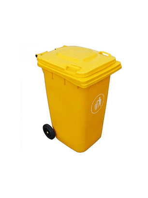 BASURERO AMARILLO TAPA Y RUEDAS 240 LITROS 56CM X 70CM X 101CM