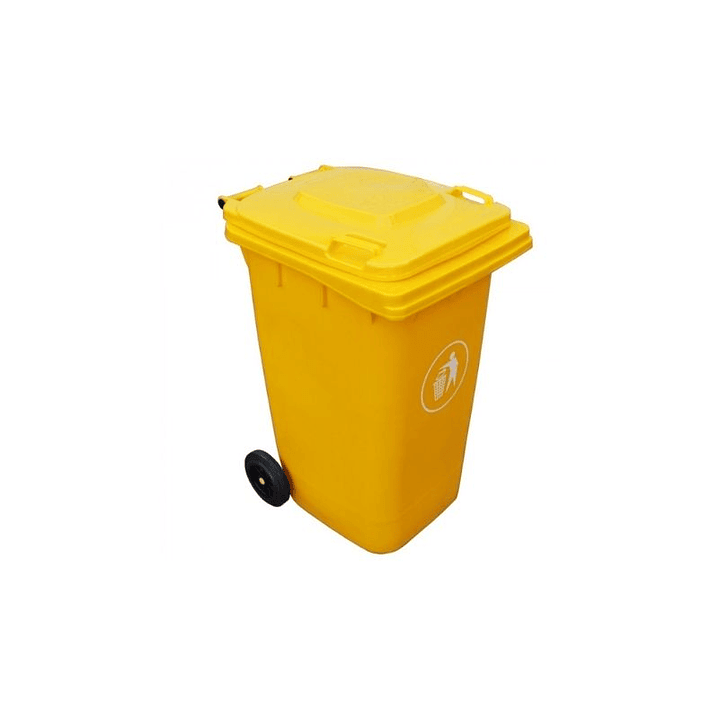 BASURERO AMARILLO TAPA Y RUEDAS 240 LITROS 56CM X 70CM X 101CM 1