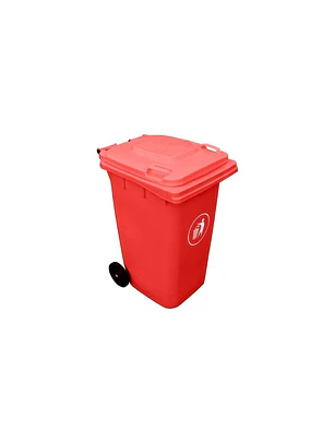 BASURERO ROJO TAPA Y RUEDAS 240 LITROS 56CM X 70CM X 101CM