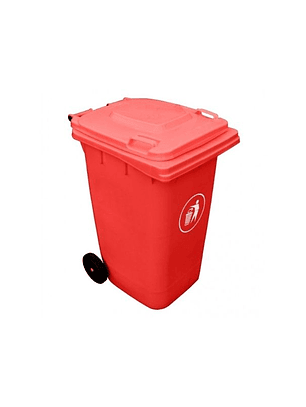 BASURERO ROJO TAPA Y RUEDAS 240 LITROS 56CM X 70CM X 101CM