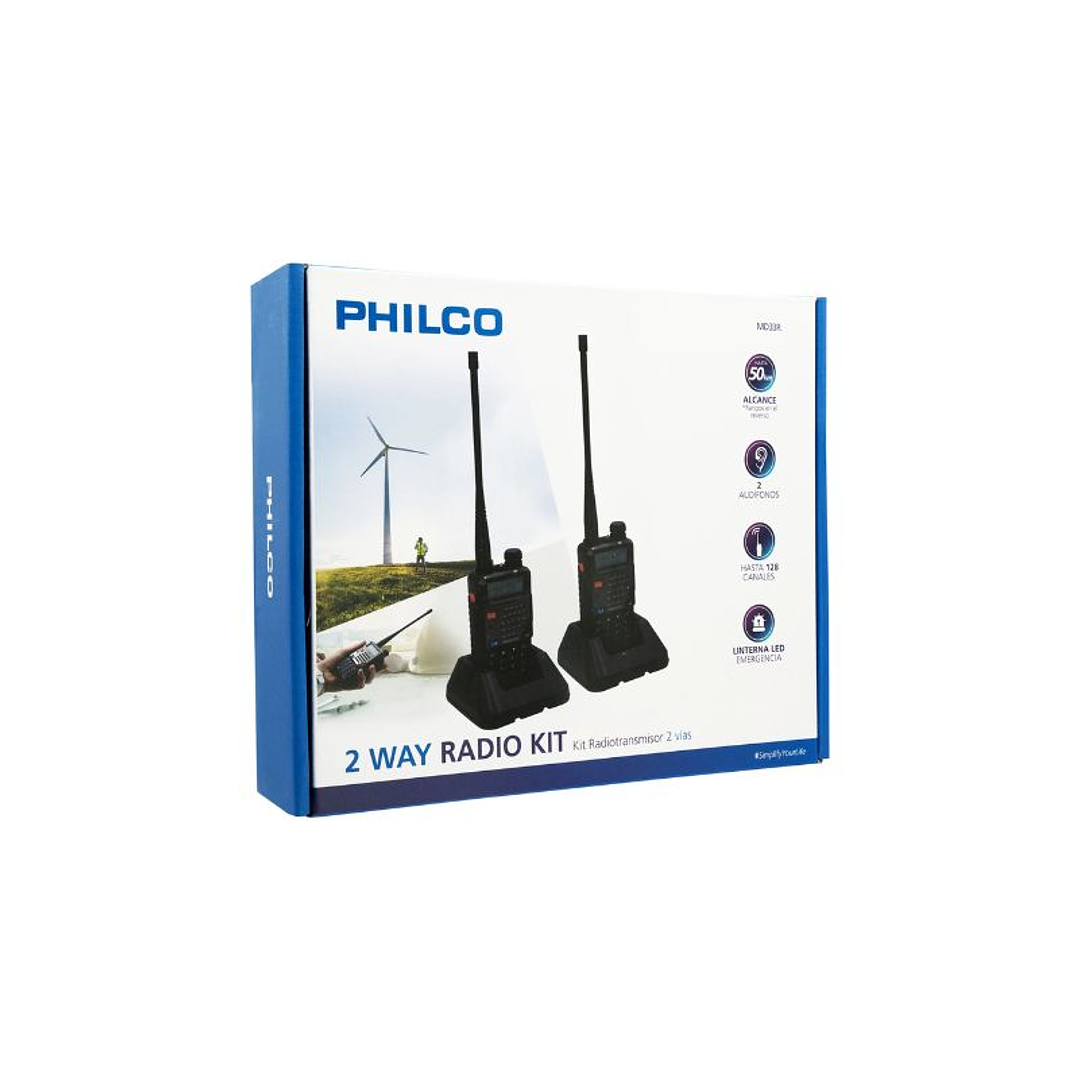 KIT RADIOTRANSMISOR PHILCO MD33R HASTA 128 CANALES 50KM ALCANCE 1