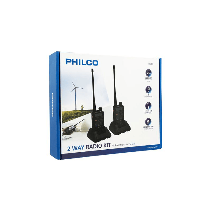 KIT RADIOTRANSMISOR PHILCO MD33R HASTA 128 CANALES 50KM ALCANCE 1