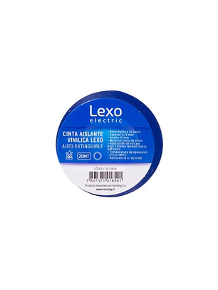 CINTA AISLANTE VINILICO 19MM 20 METROS AZUL LEXO