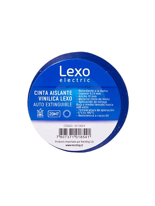 CINTA AISLANTE VINILICO 19MM 20 METROS AZUL LEXO
