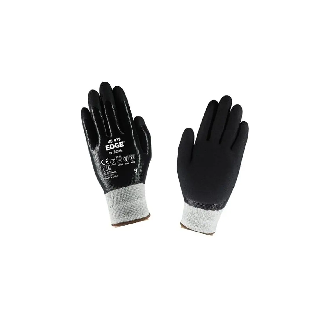 GUANTE EDGE 48-929, NEGRO/BLAN, 9, ANSELL 1