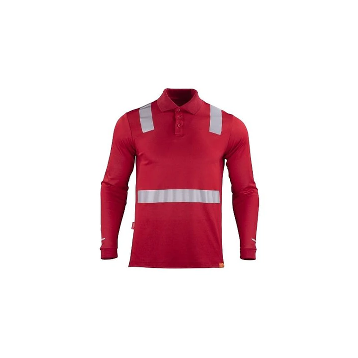 POLERA POLO HIBRIDA C/REFLECTIVA M/LARGA 60% ALG 40% POLY ROJO XL 1