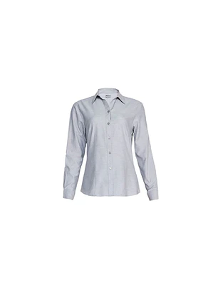 BLUSA OXFORD M/L ENTALLADA C/V T/M GRIS