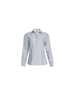 BLUSA OXFORD M/L ENTALLADA C/V T/L GRIS