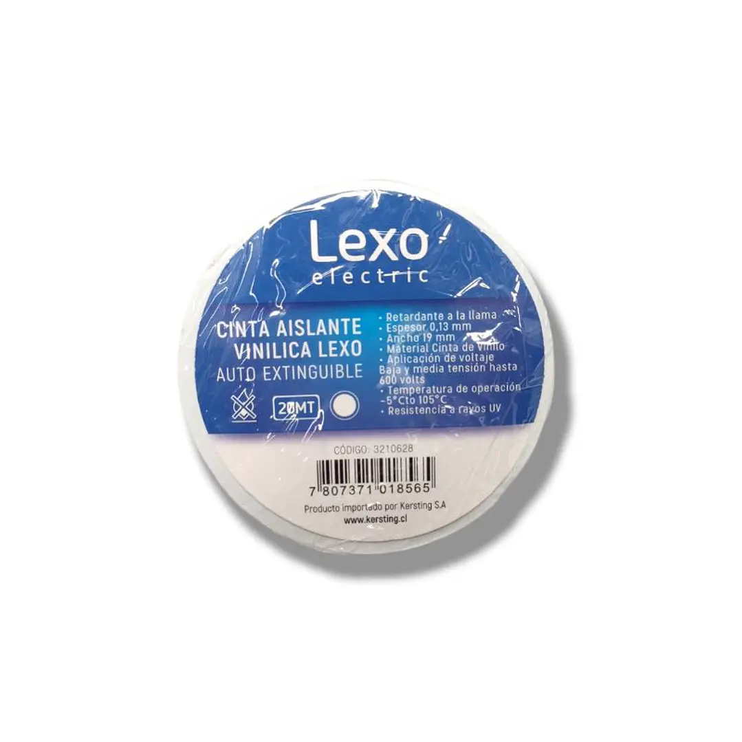 CINTA AISLANTE VINILICO 19MM 20 METROS BLANCA LEXO 1