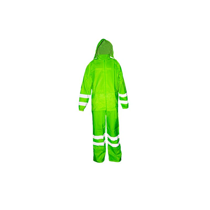 TRAJE IMPERMEABLE VERDE FLUOR T/XXXL CHAQUETA/PANTALON CON REFLECTANTES BUFALO 1