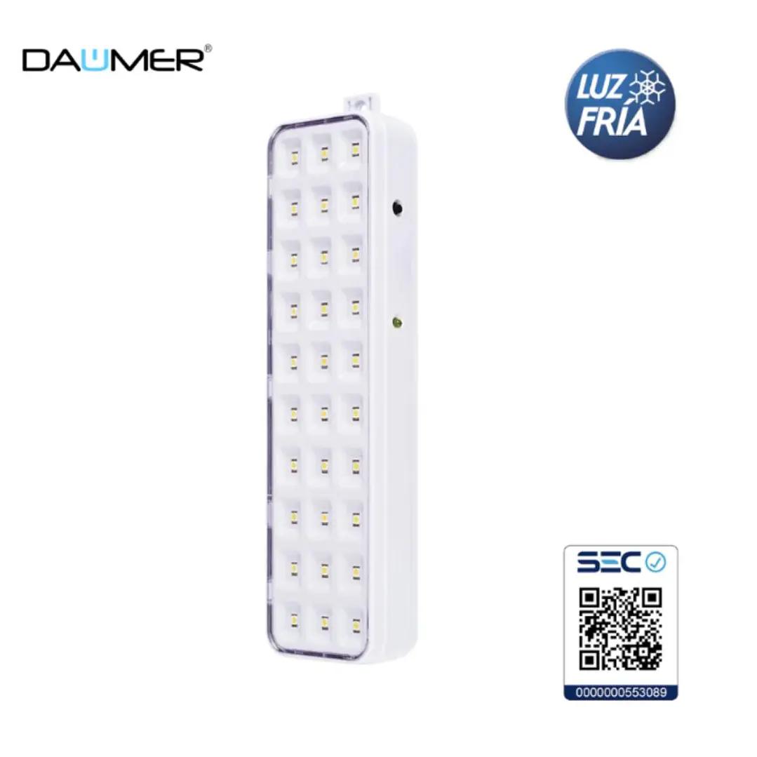 LAMPARA DE EMERGENCIA DAUMER 2W 20CM LUZ FRIA EMER-1000 1