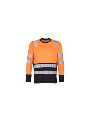 POLERA HIBRIDA HI VIS BI COLOR M/LARGA 55% POLI 45% ALG NARANJO/GRIS 3XL