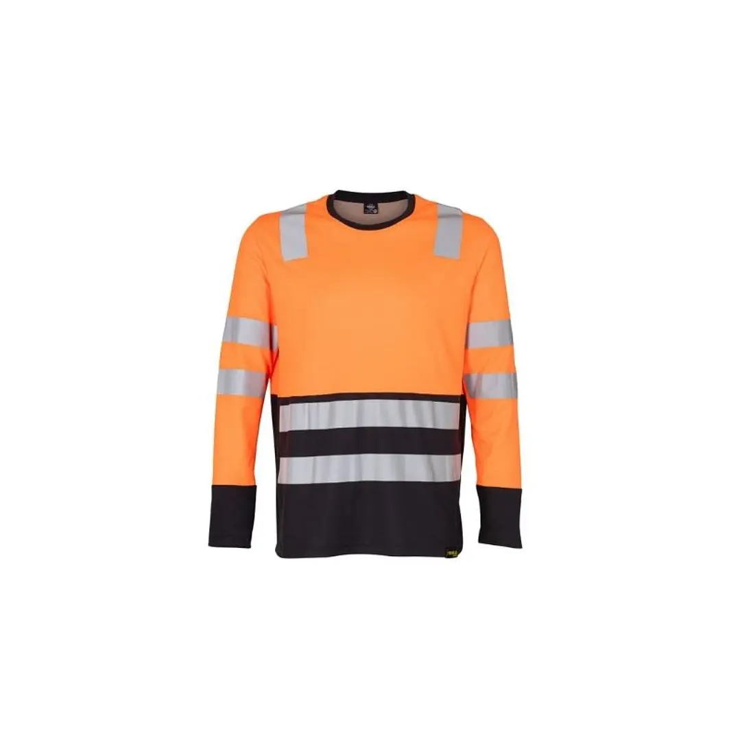 POLERA HIBRIDA HI VIS BI COLOR M/LARGA 55% POLI 45% ALG NARANJO/GRIS 3XL 1