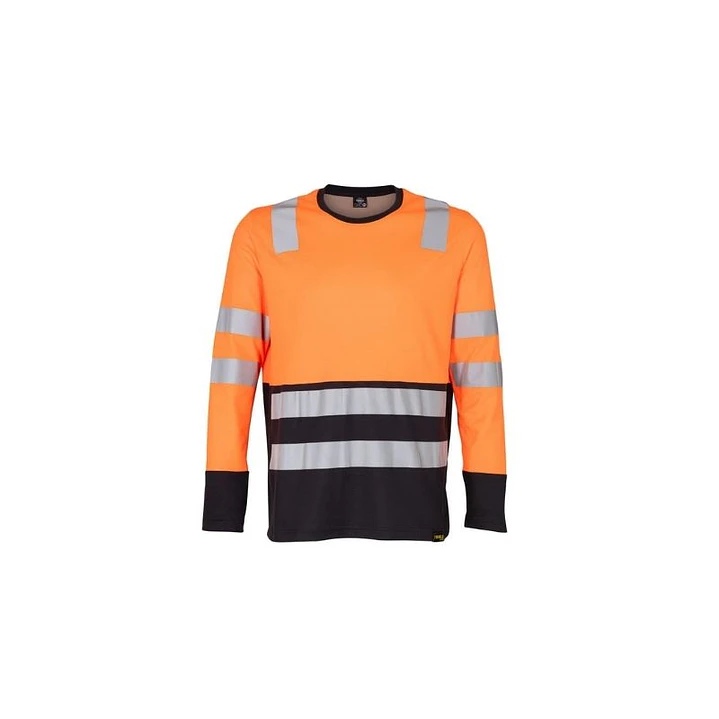 POLERA HIBRIDA HI VIS BI COLOR M/LARGA 55% POLI 45% ALG NARANJO/GRIS 3XL 1