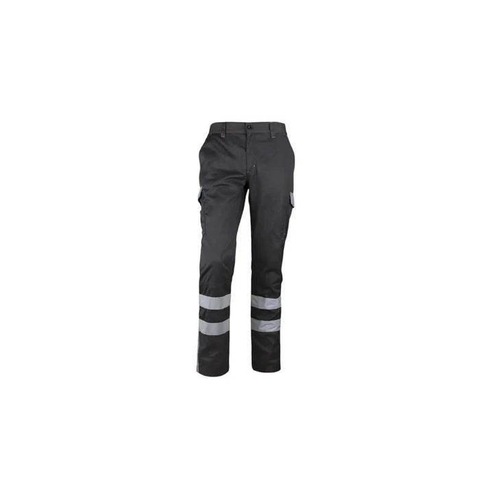 PANTALON CARGO GABARDINA BICOLOR C/CINTA REFLECTANTE T/L GRIS/NEGRO 1