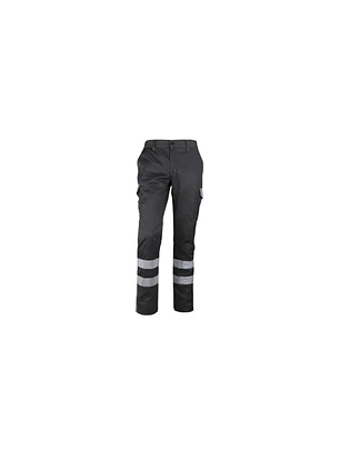 PANTALON CARGO GABARDINA BICOLOR C/CINTA REFLECTANTE T/3XL GRIS/NEGRO