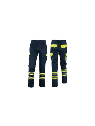 PANTALON CARGO GABARDINA BICOLOR T/2XL C/CINTA DÍA NOCHE HI-VIS LINE 100% POLY AZUL / AMARILLO