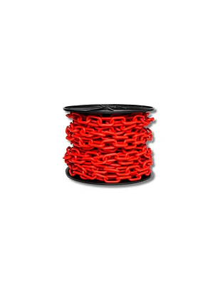 CADENA PLASTICA 50MT ESL. ABIERTO ROJO