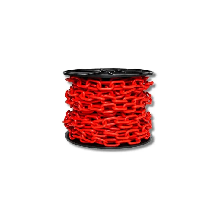 CADENA PLASTICA 50MT ESL. ABIERTO ROJO 1