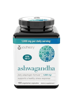 Youtheory | Ashwagandha 1000 mg con KSM-66 – 180 Cápsulas | 5% Withanólidos, Fórmula Concentrada y Clínicamente Estudiada | Colombia