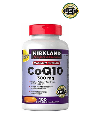 Kirkland Coenzima CoQ-10 300 mg – 100 Cápsulas | Energía Celular y Salud Cardiovascular | Alta Potencia | Colombia