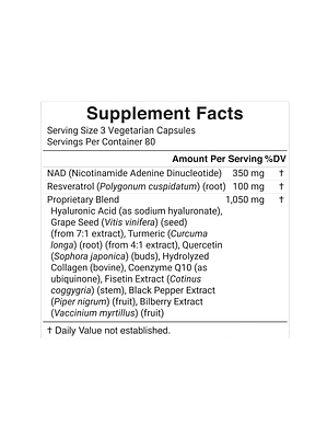 Naturalbell NAD+ 1500 mg 240 cápsulas | Con Resveratrol, Ácido Hialurónico, Quercetina, Fisetina, Colágeno, CoQ10 y Cúrcuma | Colombia